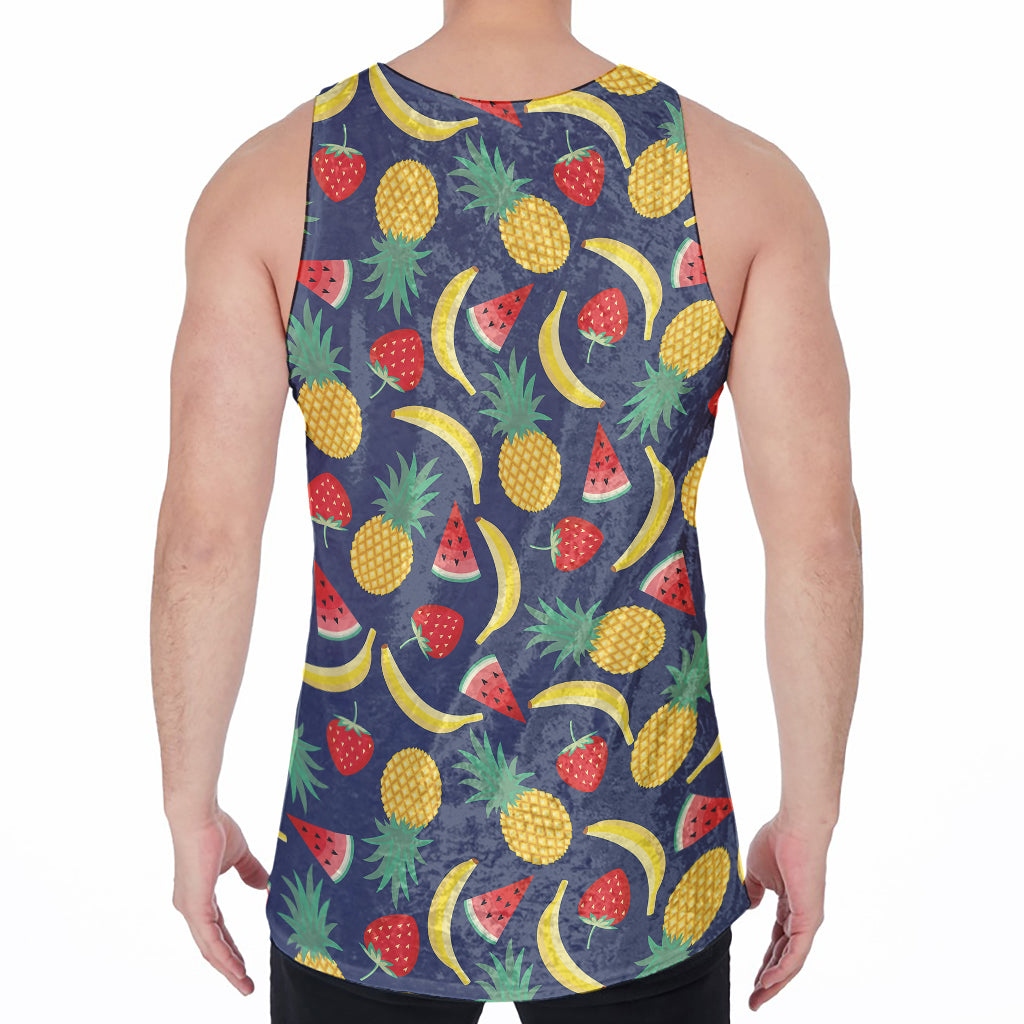 Cute Tropical Fruits Pattern Print Men's Velvet Tank Top