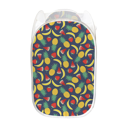 Cute Tropical Fruits Pattern Print Mesh Laundry Hamper
