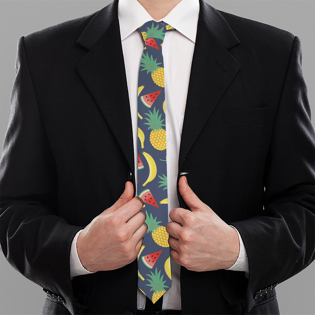 Cute Tropical Fruits Pattern Print Necktie