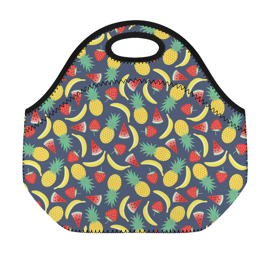 Cute Tropical Fruits Pattern Print Neoprene Lunch Bag