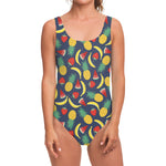 Cute Tropical Fruits Pattern Print One Piece Swimsuit