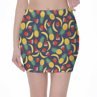 Cute Tropical Fruits Pattern Print Pencil Mini Skirt