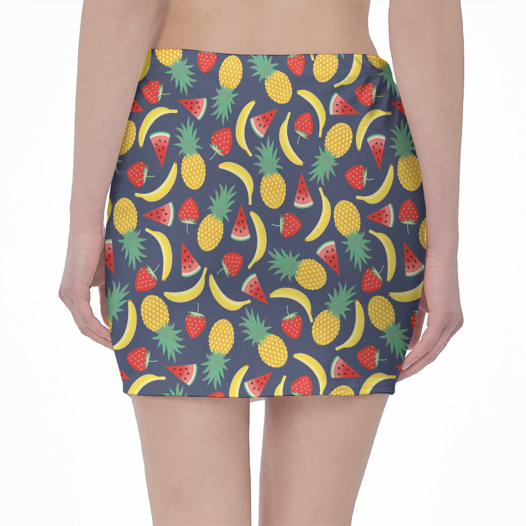 Cute Tropical Fruits Pattern Print Pencil Mini Skirt