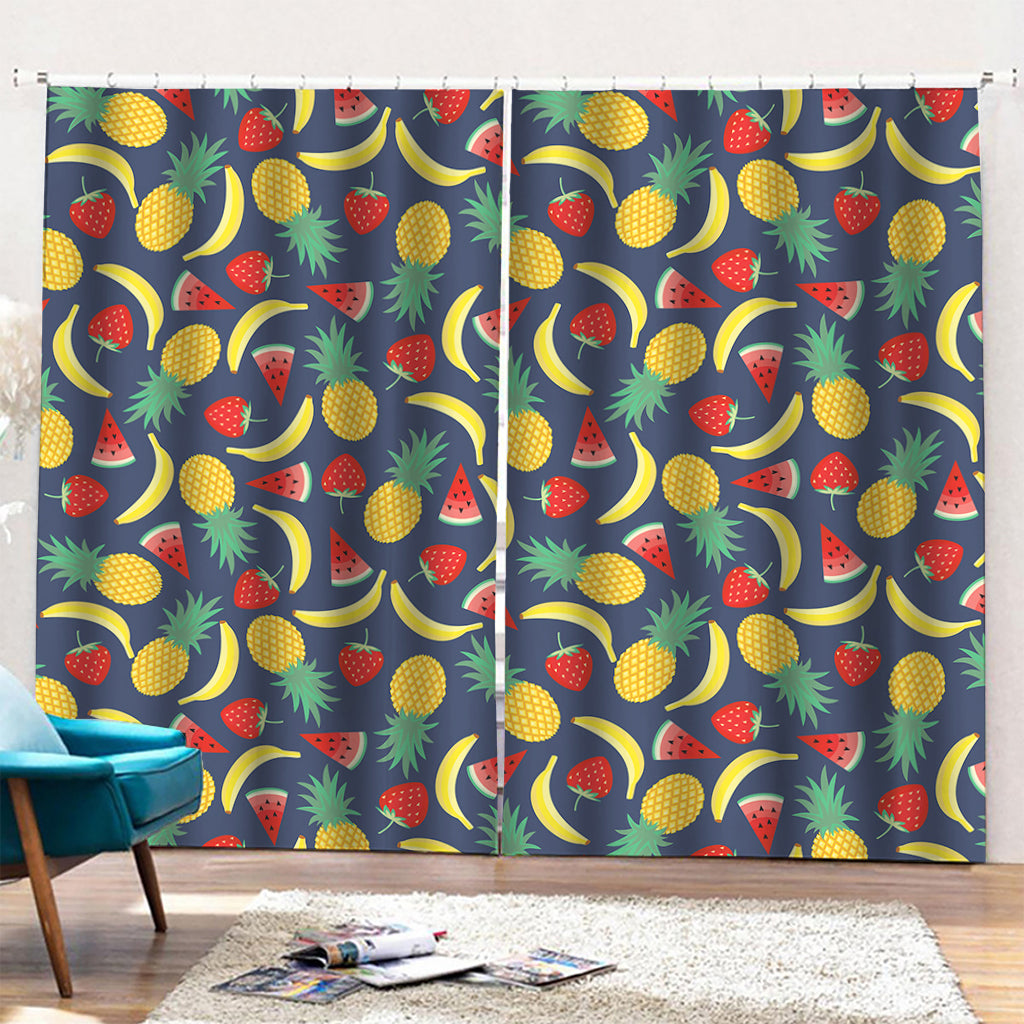 Cute Tropical Fruits Pattern Print Pencil Pleat Curtains