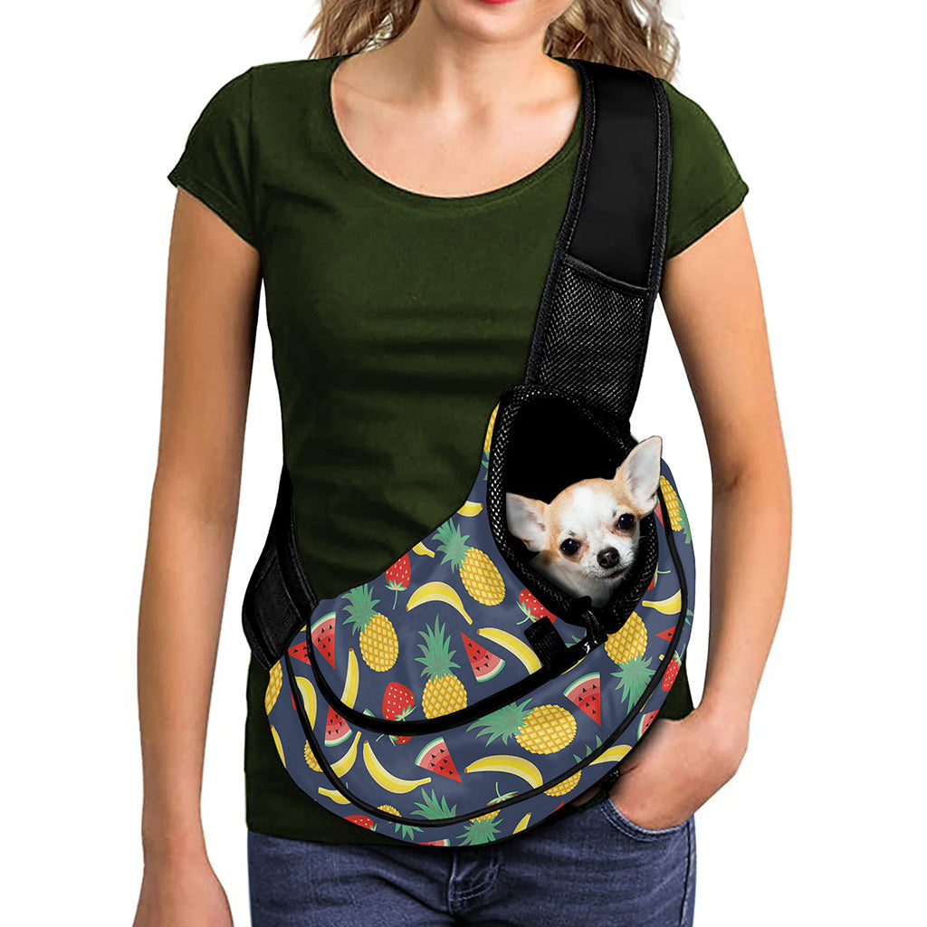 Cute Tropical Fruits Pattern Print Pet Sling Carrier