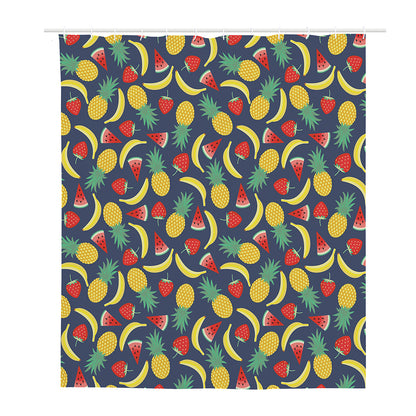 Cute Tropical Fruits Pattern Print Polyester Shower Curtain