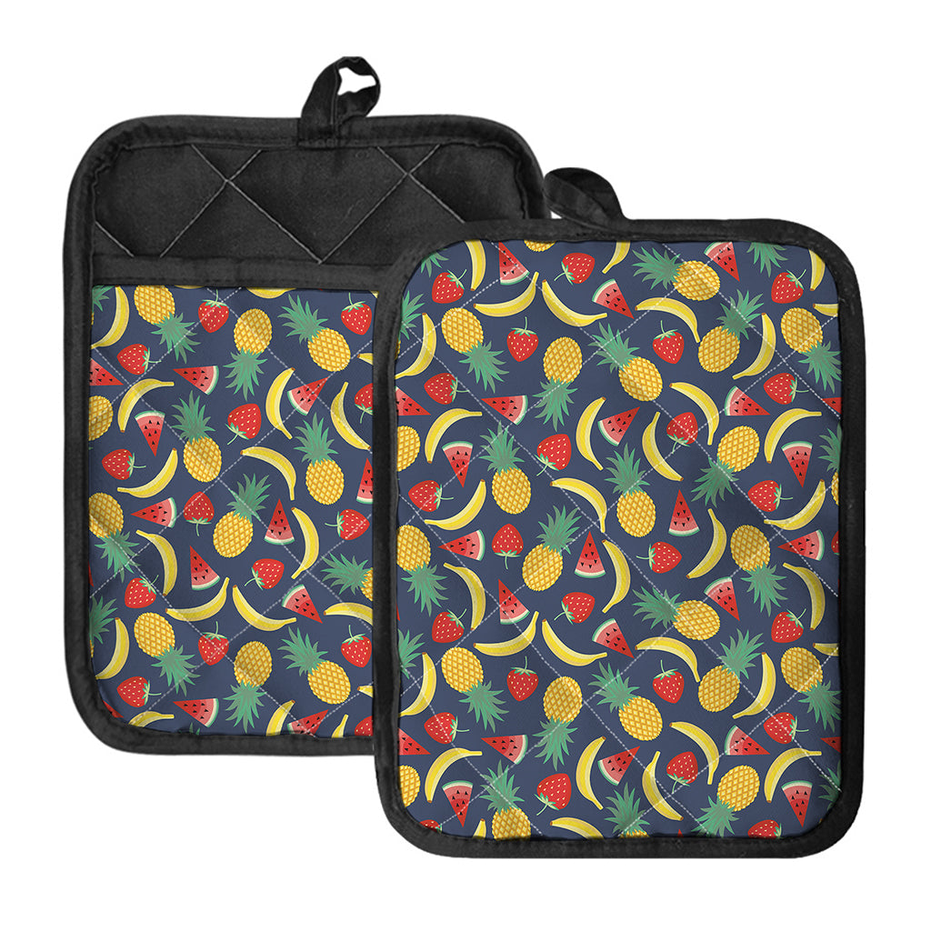 Cute Tropical Fruits Pattern Print Pot Holders With Pocket