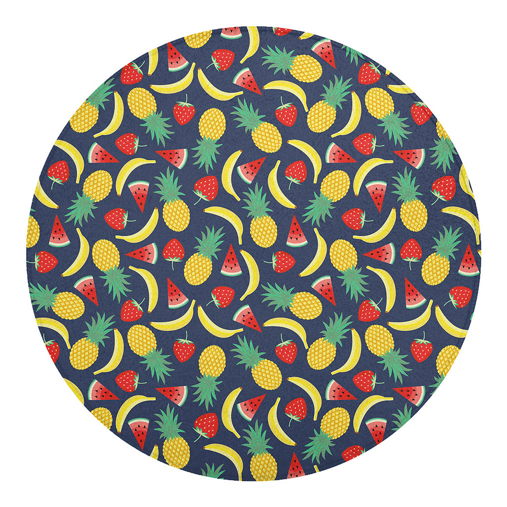 Cute Tropical Fruits Pattern Print Round Blanket