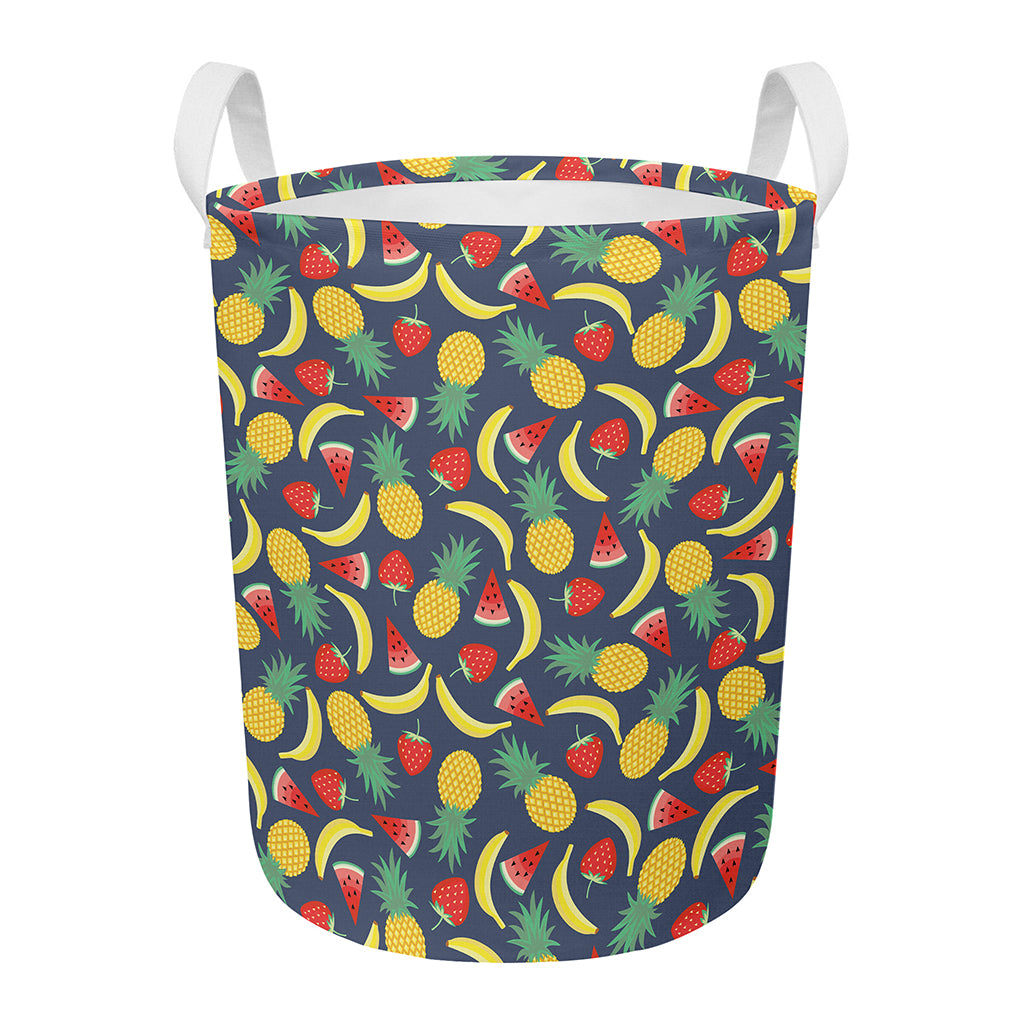Cute Tropical Fruits Pattern Print Round Laundry Basket