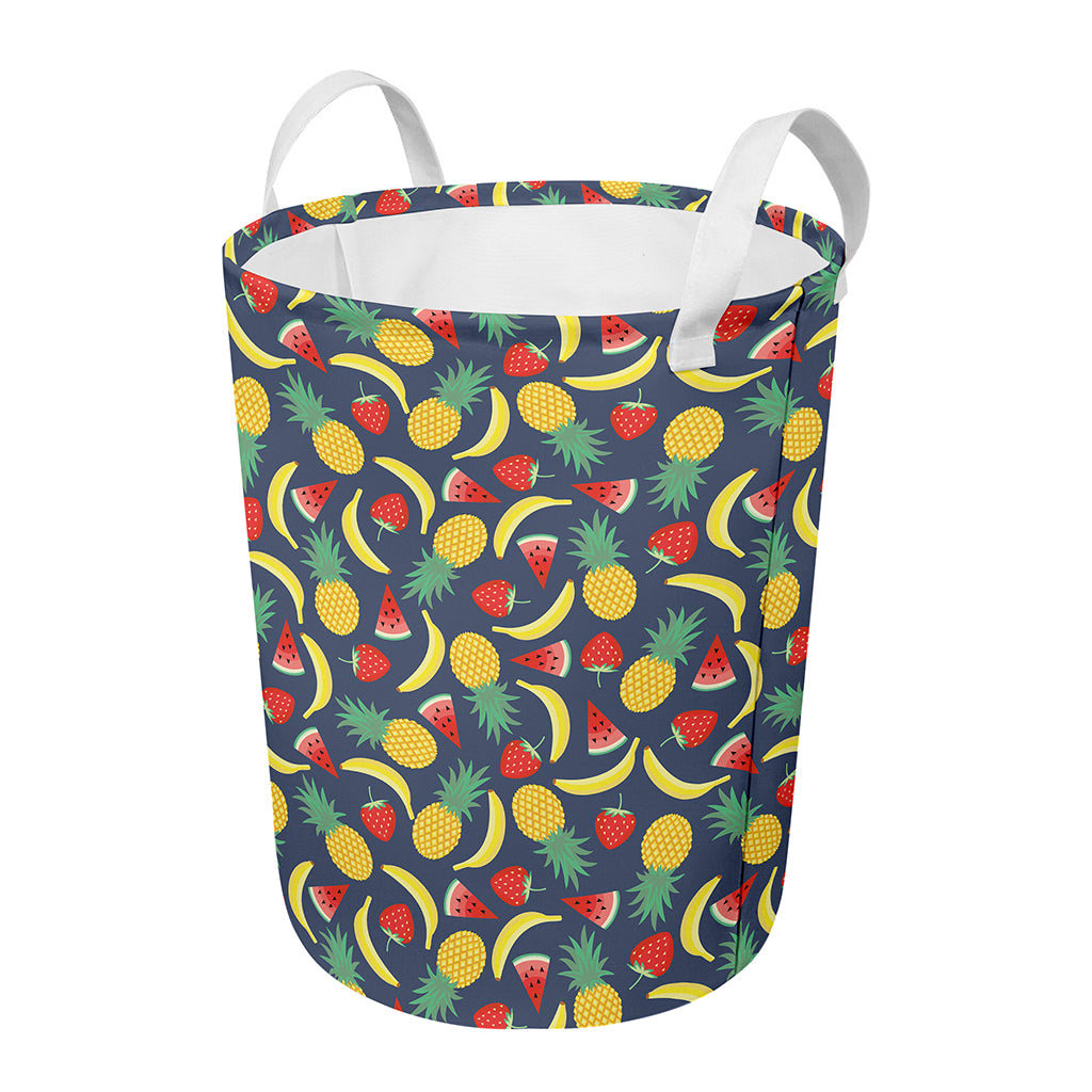 Cute Tropical Fruits Pattern Print Round Laundry Basket