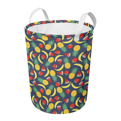Cute Tropical Fruits Pattern Print Round Laundry Basket