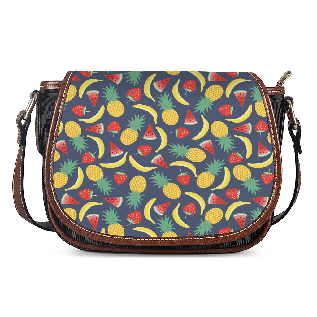 Cute Tropical Fruits Pattern Print Saddle Bag