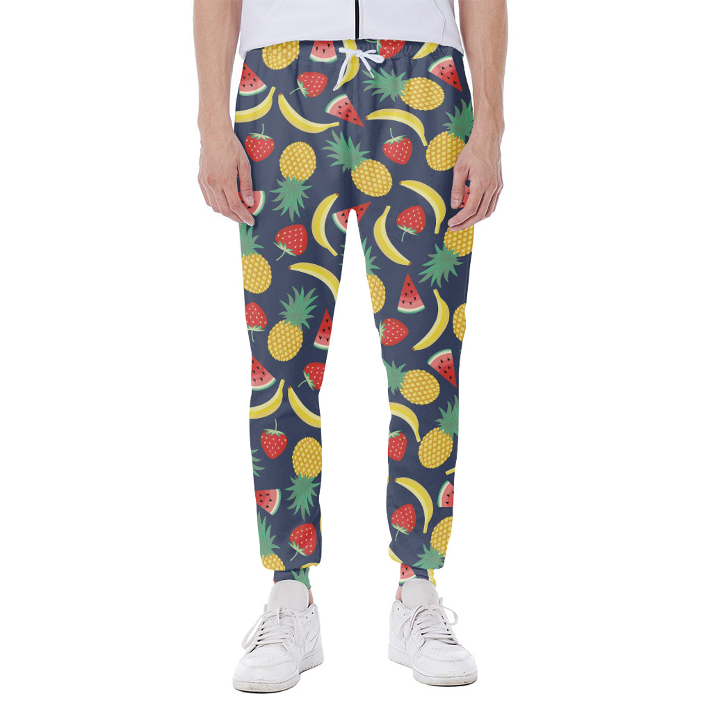 Cute Tropical Fruits Pattern Print Scuba Joggers