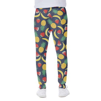 Cute Tropical Fruits Pattern Print Scuba Joggers