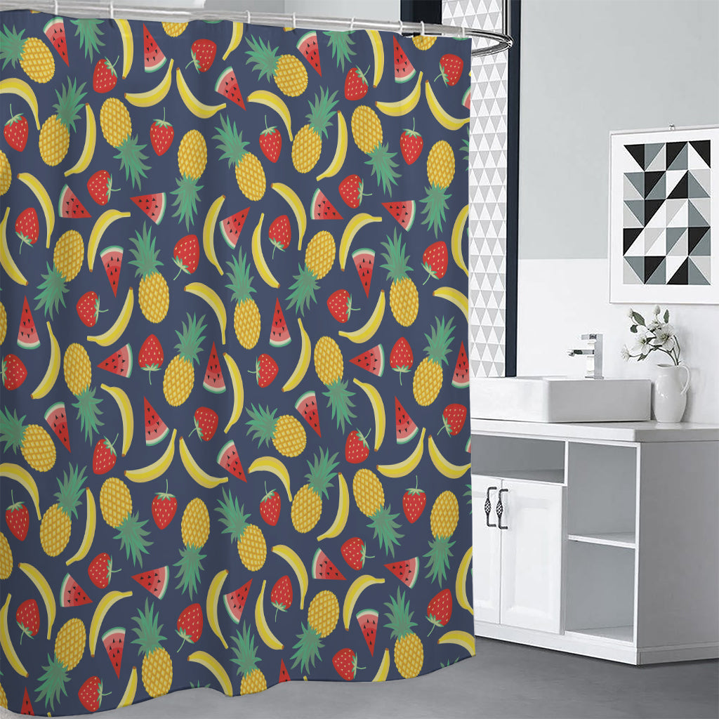 Cute Tropical Fruits Pattern Print Shower Curtain