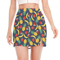 Cute Tropical Fruits Pattern Print Side Slit Mini Skirt