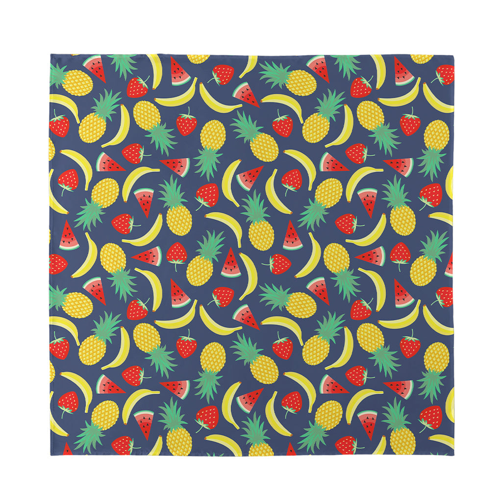 Cute Tropical Fruits Pattern Print Silk Bandana