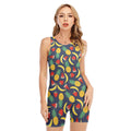 Cute Tropical Fruits Pattern Print Sleeveless One Piece Swimsuit