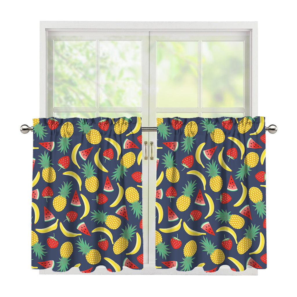 Cute Tropical Fruits Pattern Print Tier Curtains