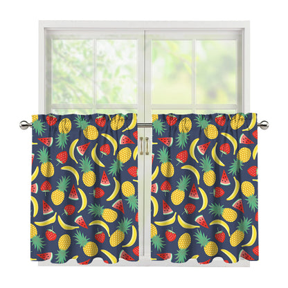 Cute Tropical Fruits Pattern Print Tier Curtains