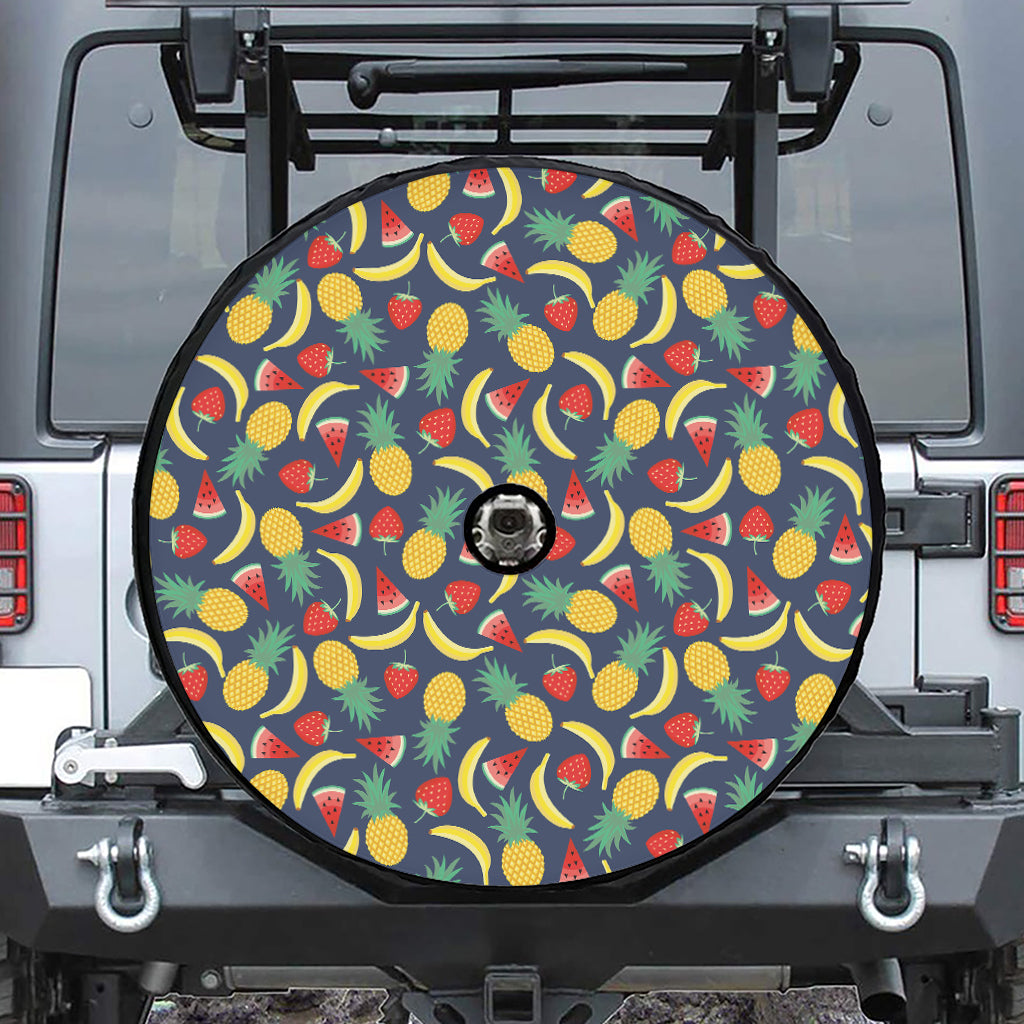 Cute Tropical Fruits Pattern Print Tire Cover With Camera Hole