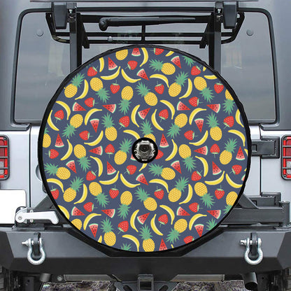 Cute Tropical Fruits Pattern Print Tire Cover With Camera Hole
