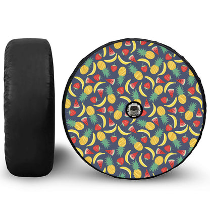 Cute Tropical Fruits Pattern Print Tire Cover With Camera Hole