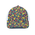 Cute Tropical Fruits Pattern Print White Mesh Trucker Hat
