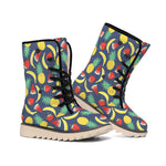 Cute Tropical Fruits Pattern Print Winter Boots