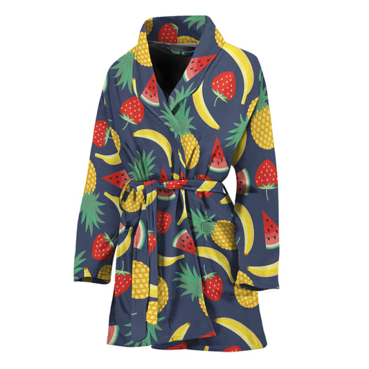 Cute Tropical Fruits Pattern Print Women's Bathrobe