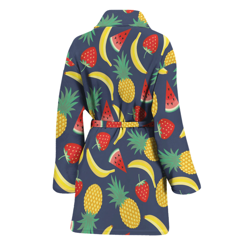 Cute Tropical Fruits Pattern Print Women's Bathrobe