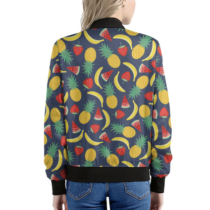 Cute Tropical Fruits Pattern Print Women's Bomber Jacket