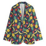Cute Tropical Fruits Pattern Print Women's Cotton Blazer