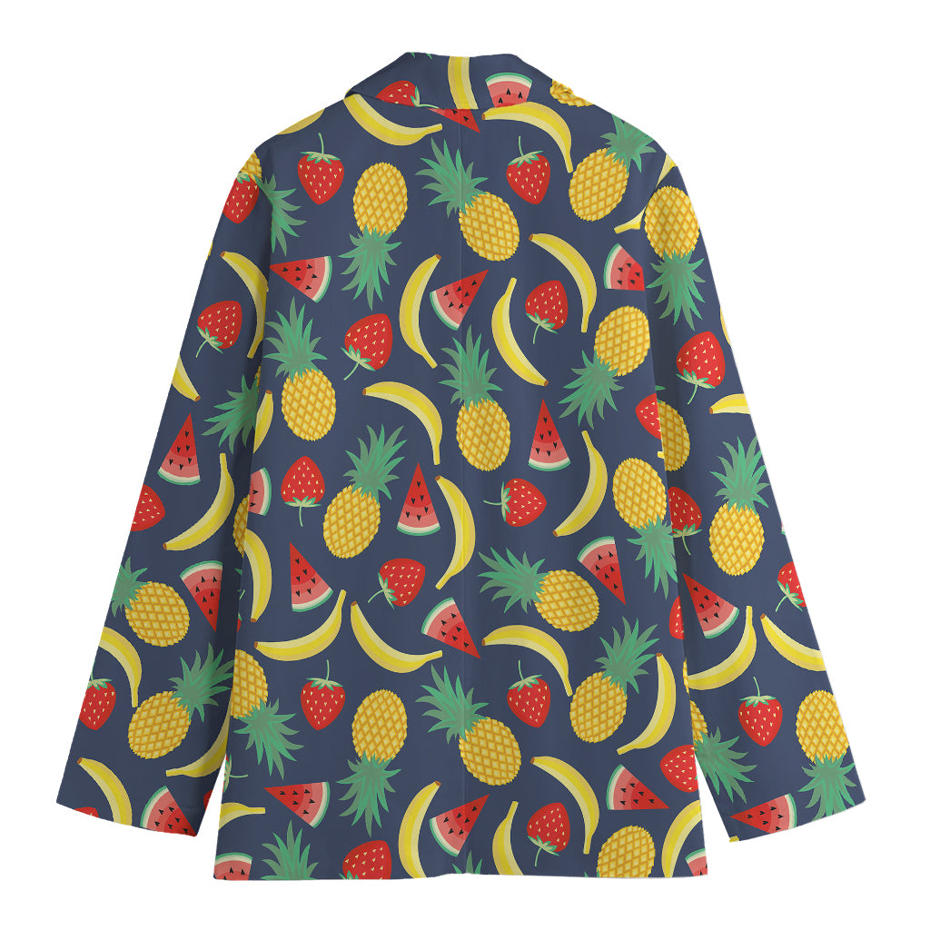 Cute Tropical Fruits Pattern Print Women's Cotton Blazer