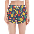 Cute Tropical Fruits Pattern Print Women's Split Running Shorts