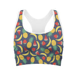 Cute Tropical Fruits Pattern Print Women's Sports Bra