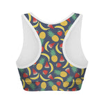 Cute Tropical Fruits Pattern Print Women's Sports Bra