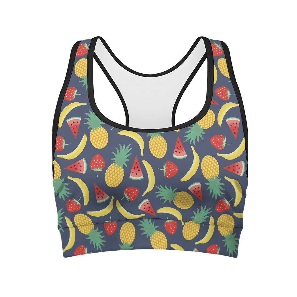 Cute Tropical Fruits Pattern Print Women's Sports Bra