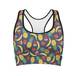 Cute Tropical Fruits Pattern Print Women's Sports Bra