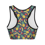 Cute Tropical Fruits Pattern Print Women's Sports Bra