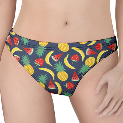 Cute Tropical Fruits Pattern Print Women's Thong