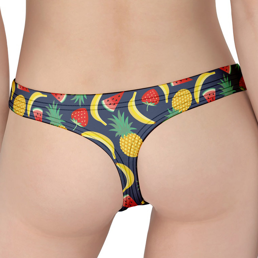 Cute Tropical Fruits Pattern Print Women's Thong