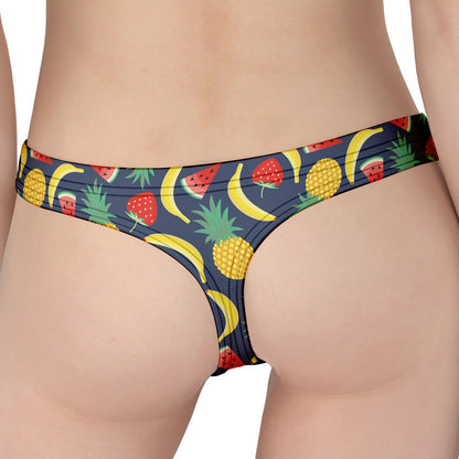 Cute Tropical Fruits Pattern Print Women's Thong