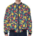 Cute Tropical Fruits Pattern Print Zip Sleeve Bomber Jacket