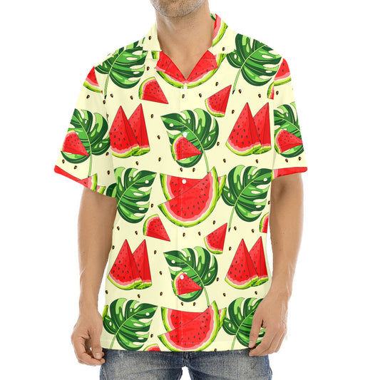 Cute Tropical Watermelon Pattern Print Aloha Shirt