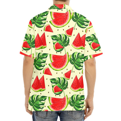 Cute Tropical Watermelon Pattern Print Aloha Shirt
