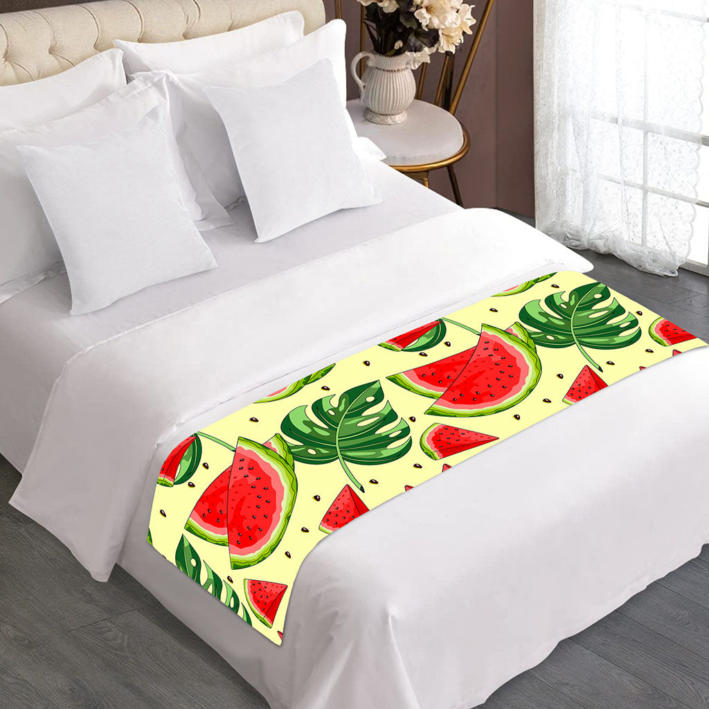 Cute Tropical Watermelon Pattern Print Bed Runner