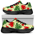 Cute Tropical Watermelon Pattern Print Black Chunky Shoes