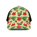 Cute Tropical Watermelon Pattern Print Black Mesh Trucker Hat