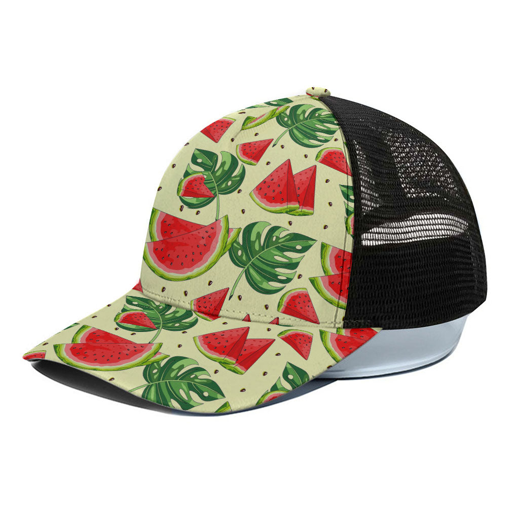 Cute Tropical Watermelon Pattern Print Black Mesh Trucker Cap